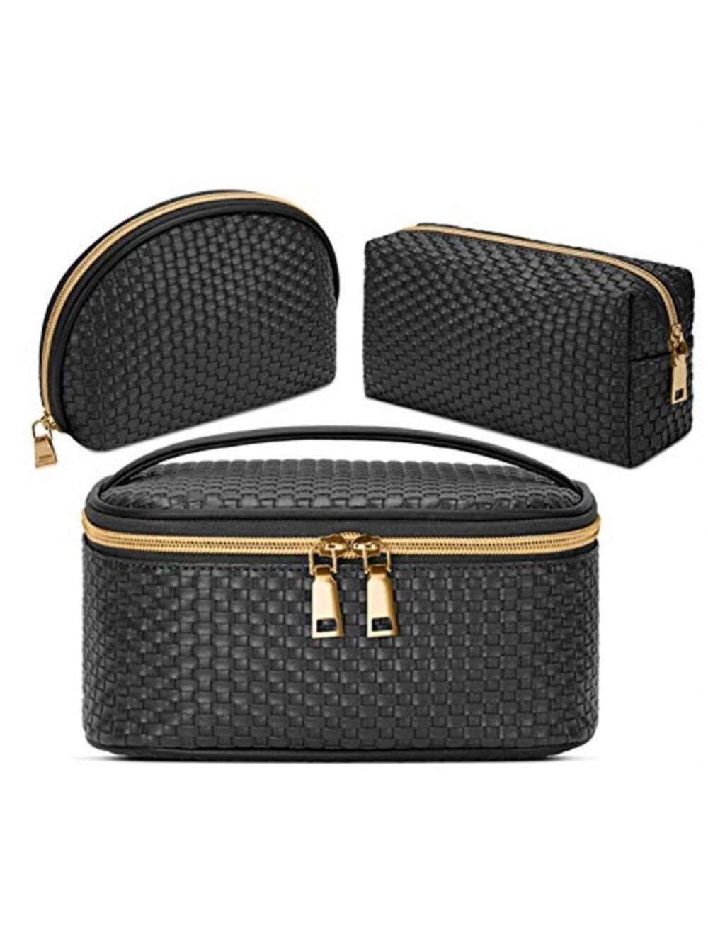 Makeup Bag 3 Pcs waterproof Cosmetic Bag Portable Travel Cosmetic Bag Weave